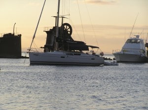 Fascination at anchor at Tangalooma